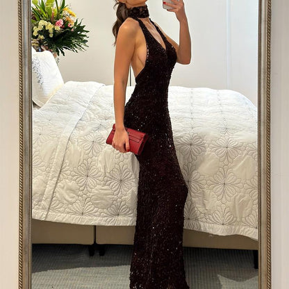 Glitter Neck Party Dress