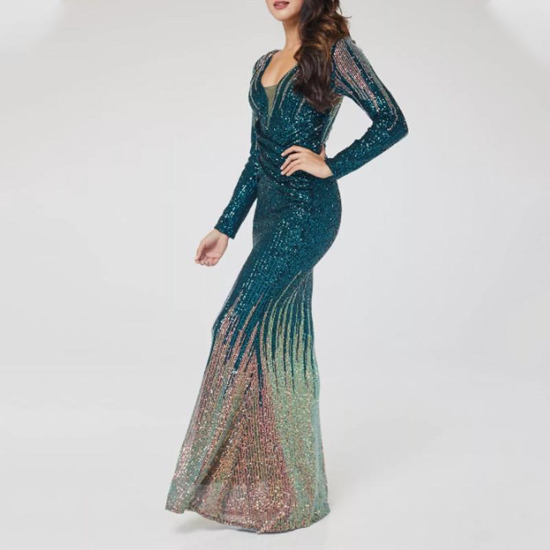 Green-Gold Sequin Dress