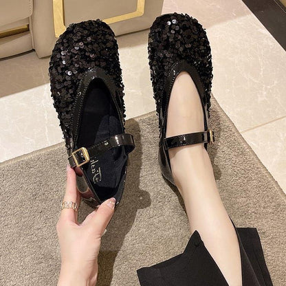 Sequins Versatile Soft Flat Shoes