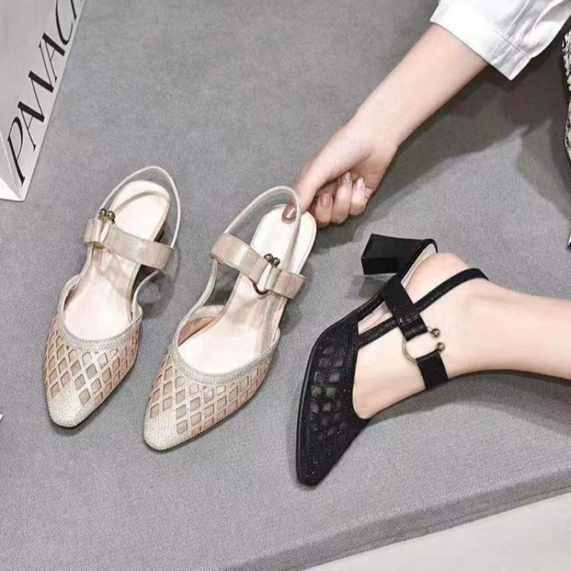 Soft Leather Pointed Tip Hollow Shoes