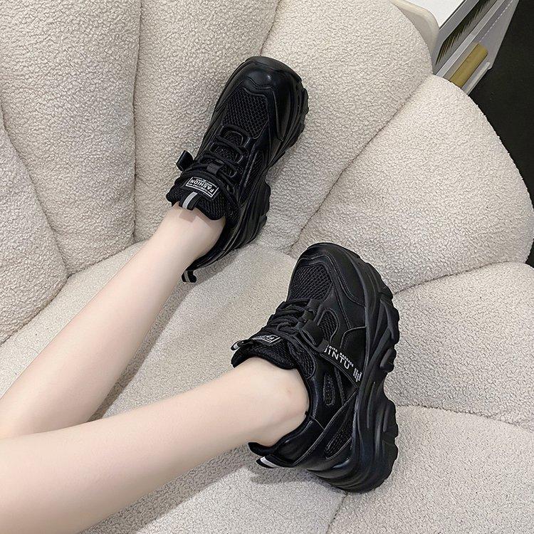 Breathable Mesh Lace-Up Chunky Sneakers