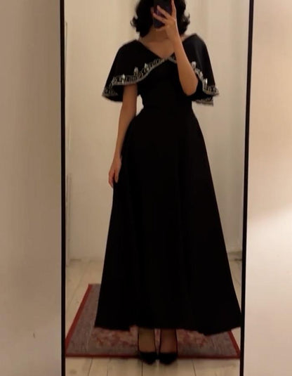 Black Shawl Elegant Dress