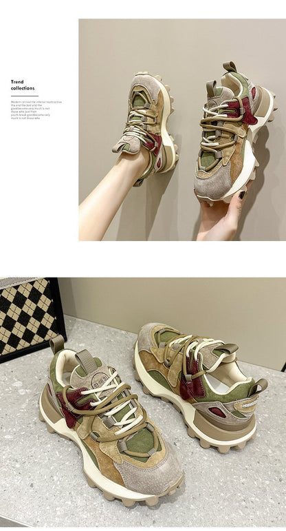 Mixed Colors Lace Up Sneakers