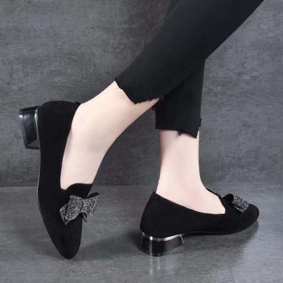 Crystal Bow Black Bling Slip-On Shoes