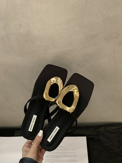 Buckle Clip-Toe Slippers