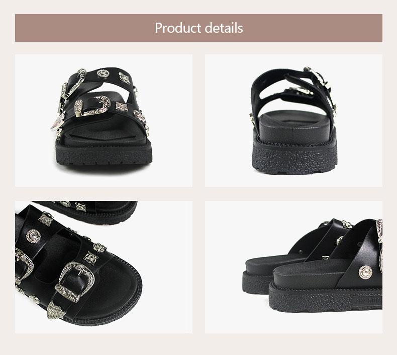 Metal Buckle Boutique Comfortable Slippers