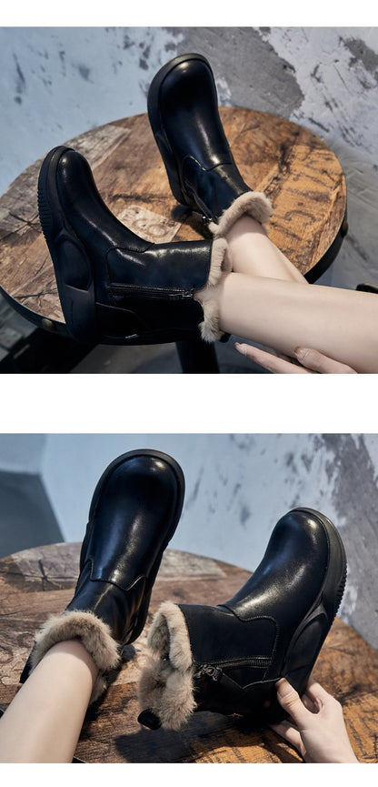Soft Leather Comfy Zipper Ankle Boots