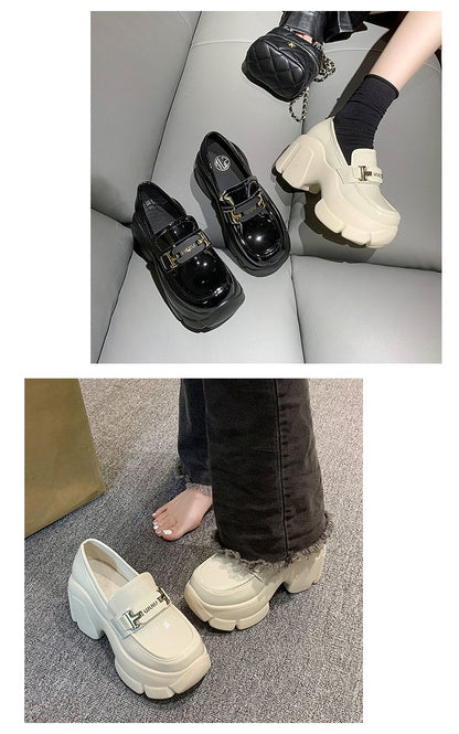 Tassel Muffin Leather Chunky Shoes