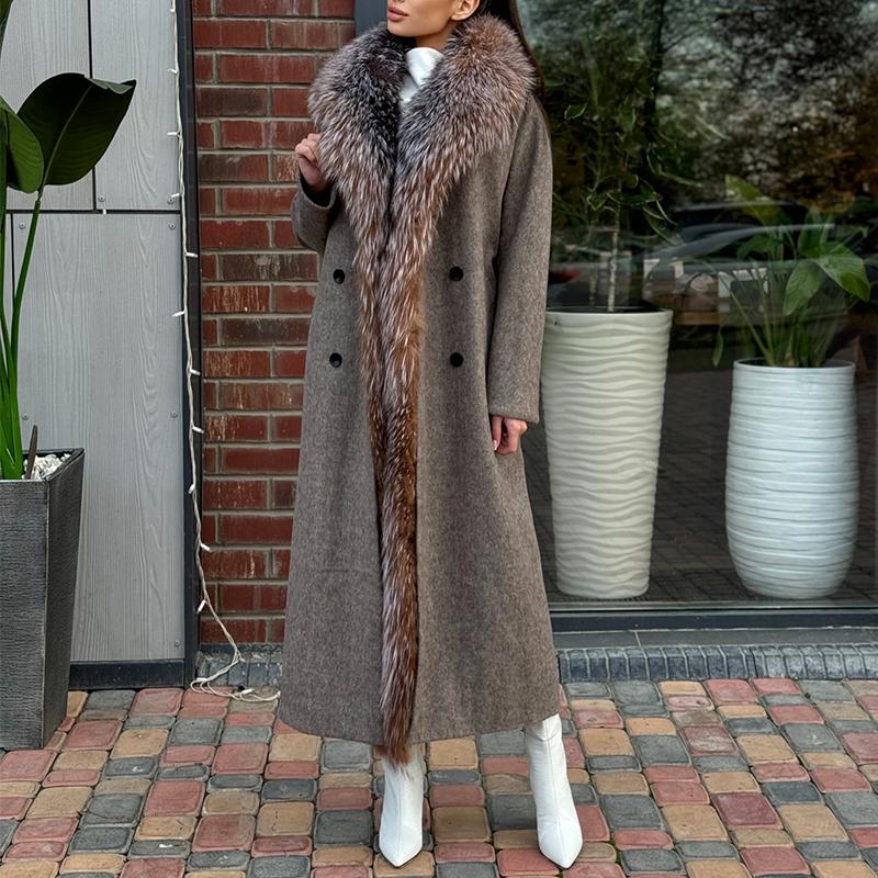 Gray Furry Casual Long Coat