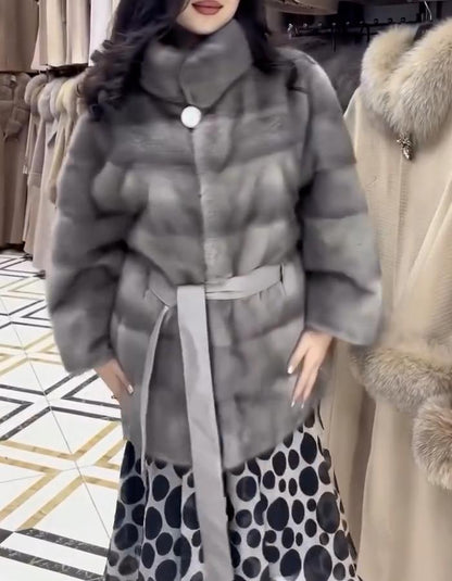 Gray Fur Collar Coat