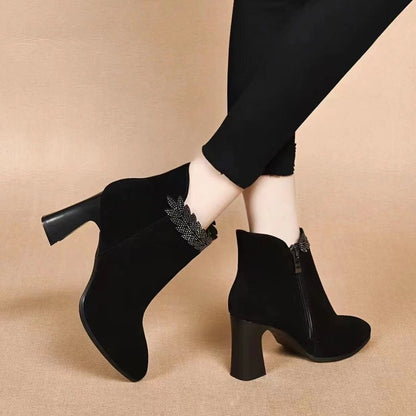 Black Crystal High Quality Ankle Boots