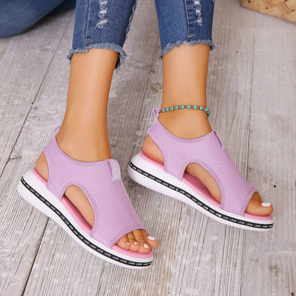 Letter Breathable Hollow Sandals