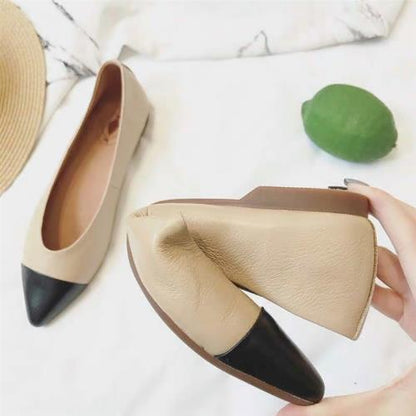 Flat Solid-Color Soft Leather Shoes