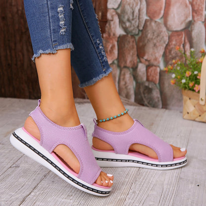 Letter Breathable Hollow Sandals