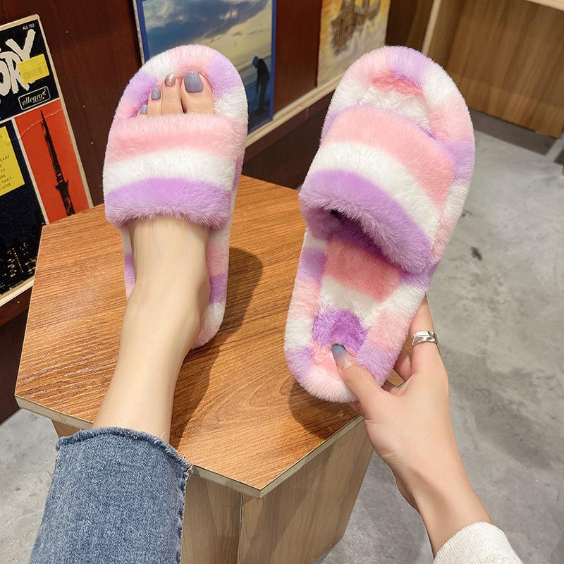 Furry Colorful Non-Slip Slippers