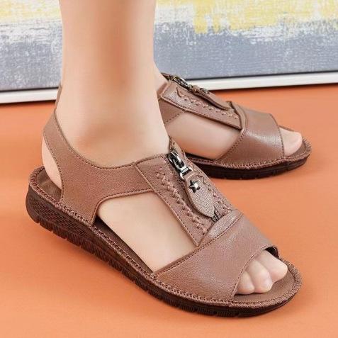 Flat Soft Comfortable Zipper Sandals