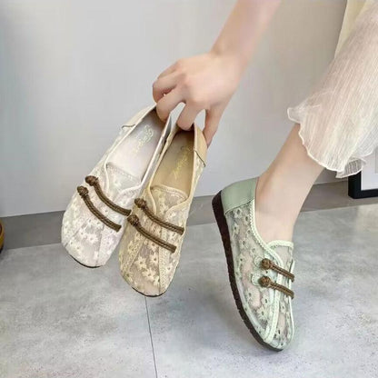 Sheer Floral Slip-On Soft Shoes