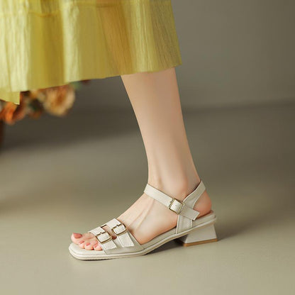 Retro Square Head Buckle Sandals