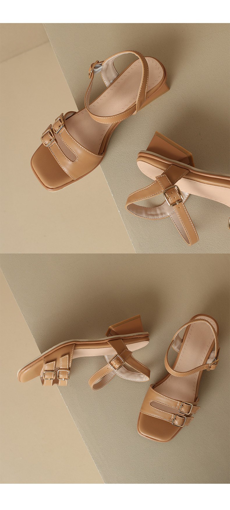 Retro Square Head Buckle Sandals