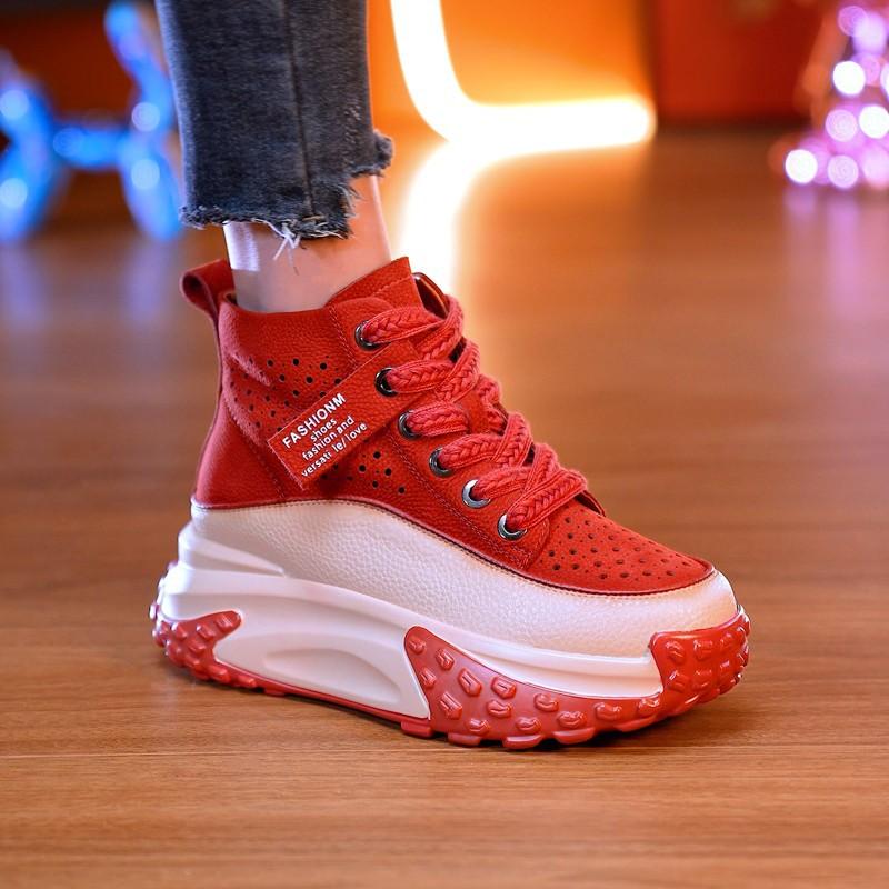 Breathable Leather Non-Slip Platform Sneakers