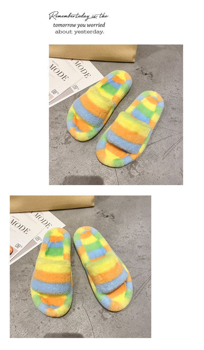 Furry Colorful Non-Slip Slippers