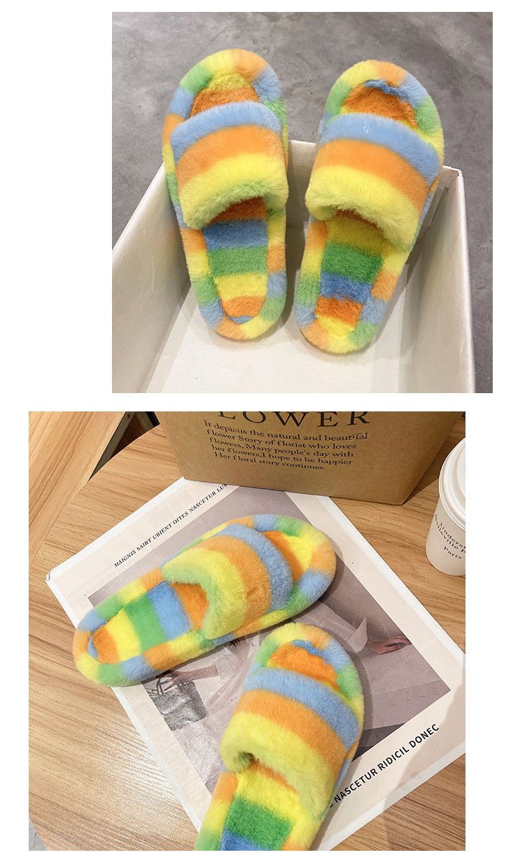 Furry Colorful Non-Slip Slippers