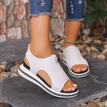 Letter Breathable Hollow Sandals