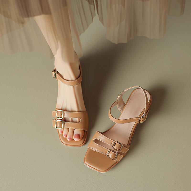 Retro Square Head Buckle Sandals