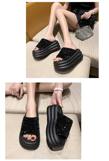 Elegant Bling Platform Slippers