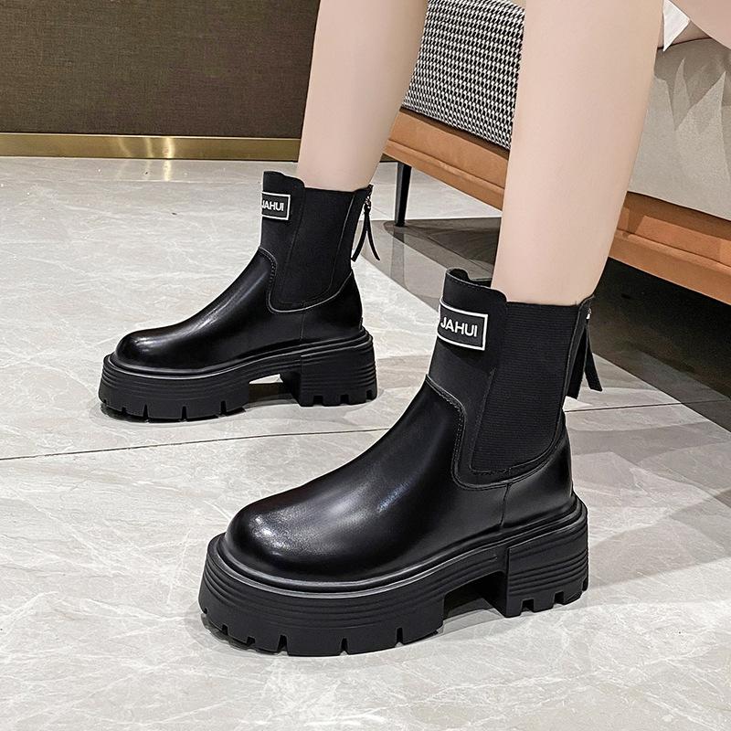 Rock Round Toe Zipper Boots