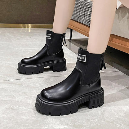 Rock Round Toe Zipper Boots