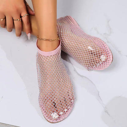 Hollow Shiny Flat Shoes