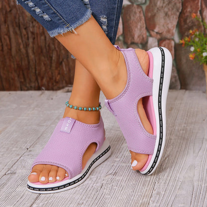 Letter Breathable Hollow Sandals