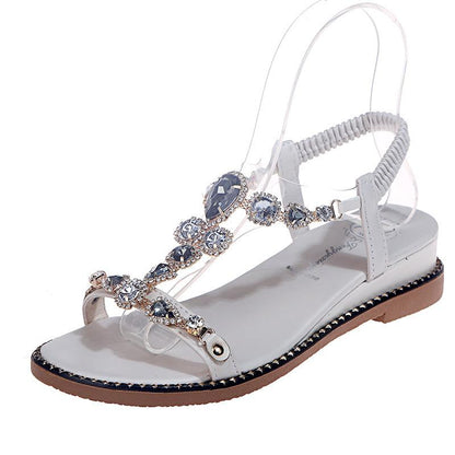 Beach Rhinestone Flat Ring Bohemia Sandals