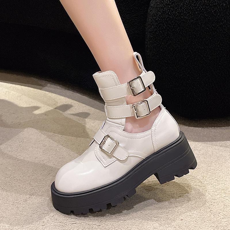 Chic Leather Gothic Ankle Boot