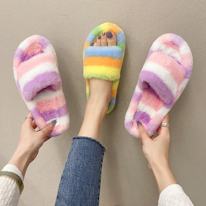 Furry Colorful Non-Slip Slippers