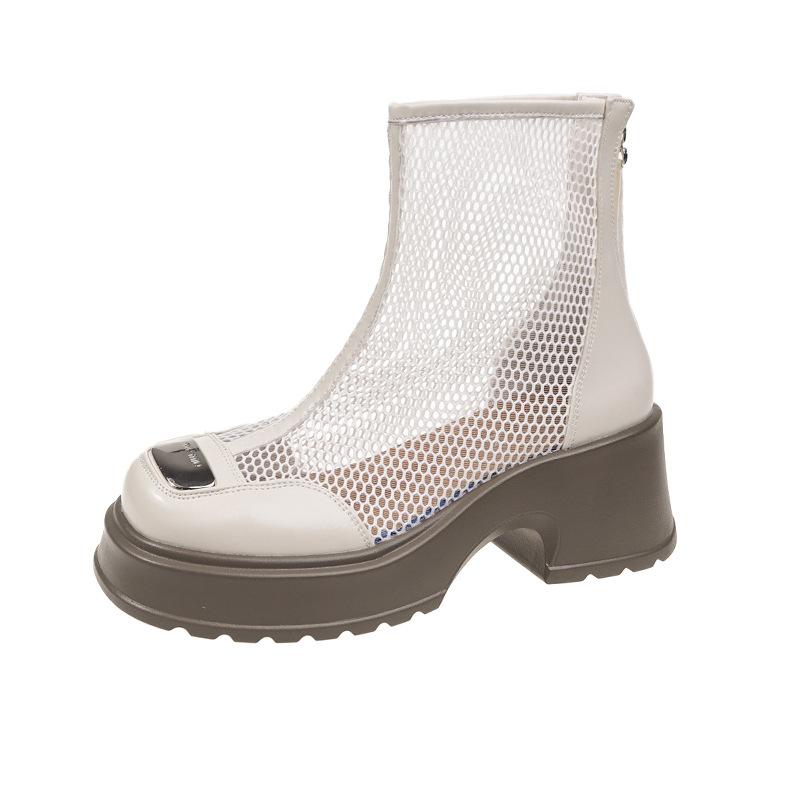 Mesh Chunky Breathable Solid Color Boots