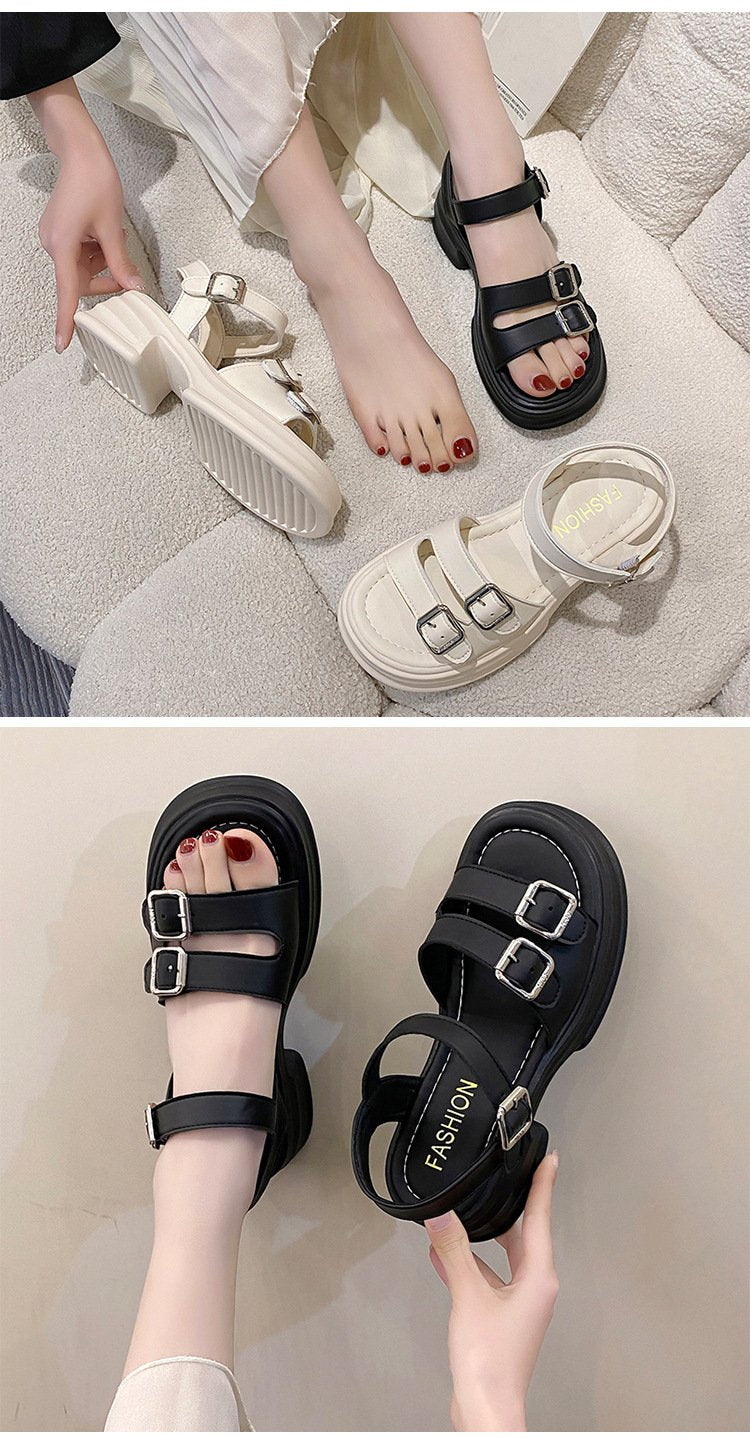 Muffin Flat Casual Buckle Sandals