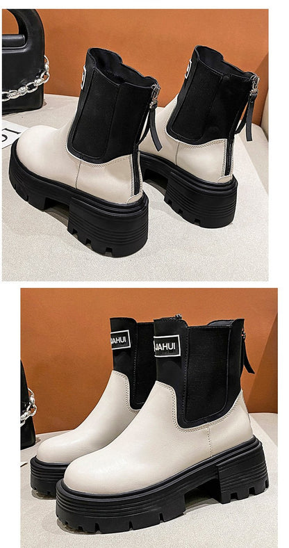 Rock Round Toe Zipper Boots