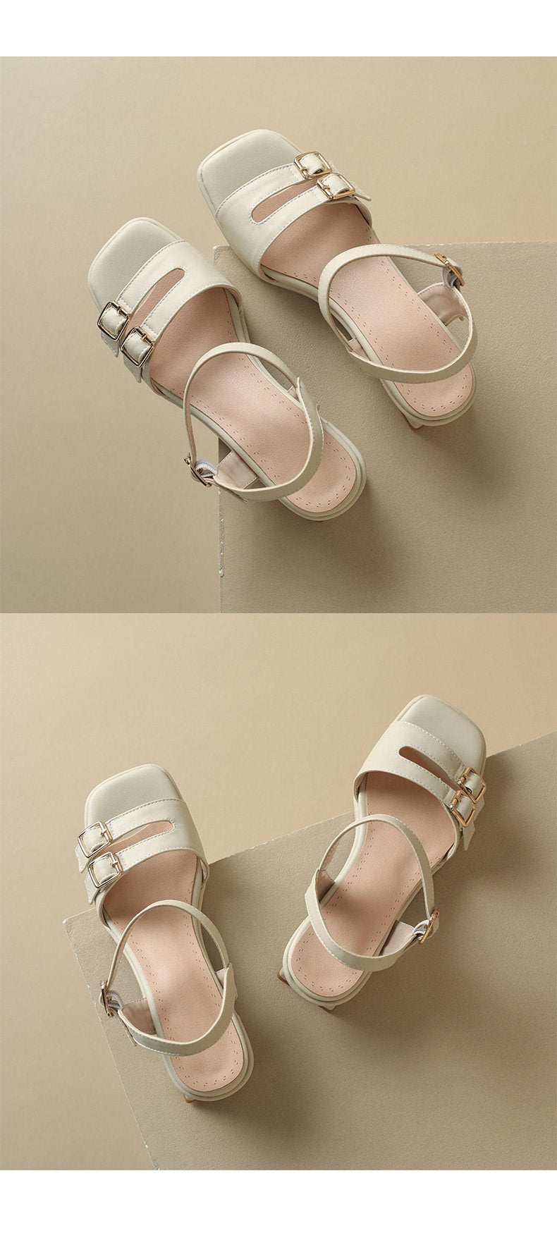 Retro Square Head Buckle Sandals