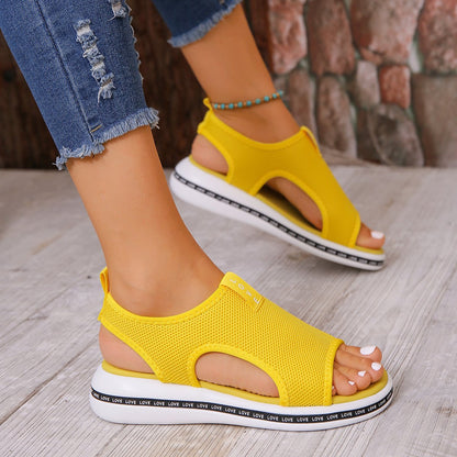 Letter Breathable Hollow Sandals