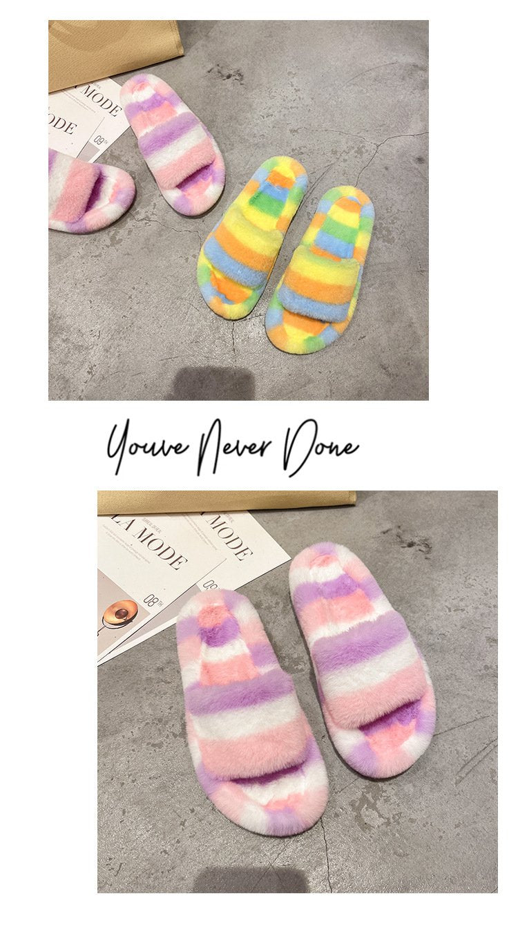 Furry Colorful Non-Slip Slippers