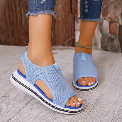 Letter Breathable Hollow Sandals