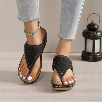 Hollow Out Wedge Flip Flops Slippers