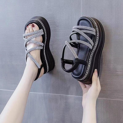 Walking Crystal Bling Platform Sandals