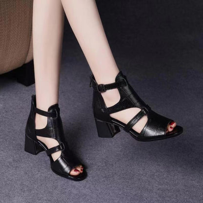 Cover Leather Fish Mouth Ankle Sandals