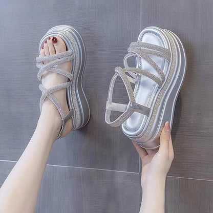 Walking Crystal Bling Platform Sandals