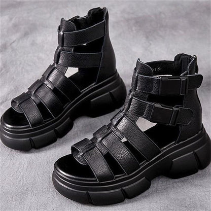 Handmade Leather Retro Casual Ankle Boots  Sandals