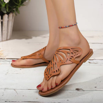 Flat Clip Toe Fashion Butterfly Beach Slippers