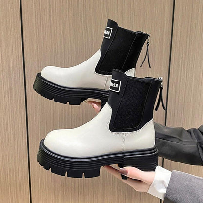 Rock Round Toe Zipper Boots